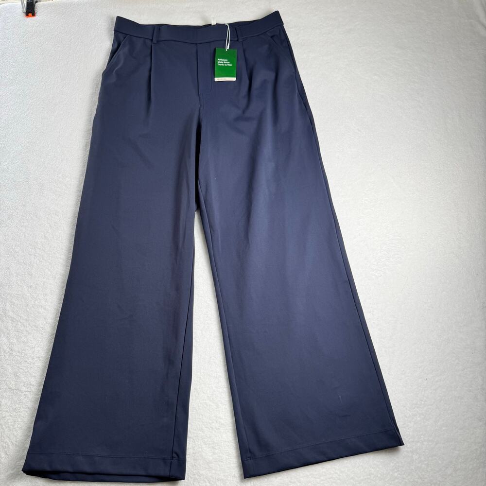 Halara Flex DayStretch Wide Leg Work Pants Large Petite Navy Blue High Rise NWT